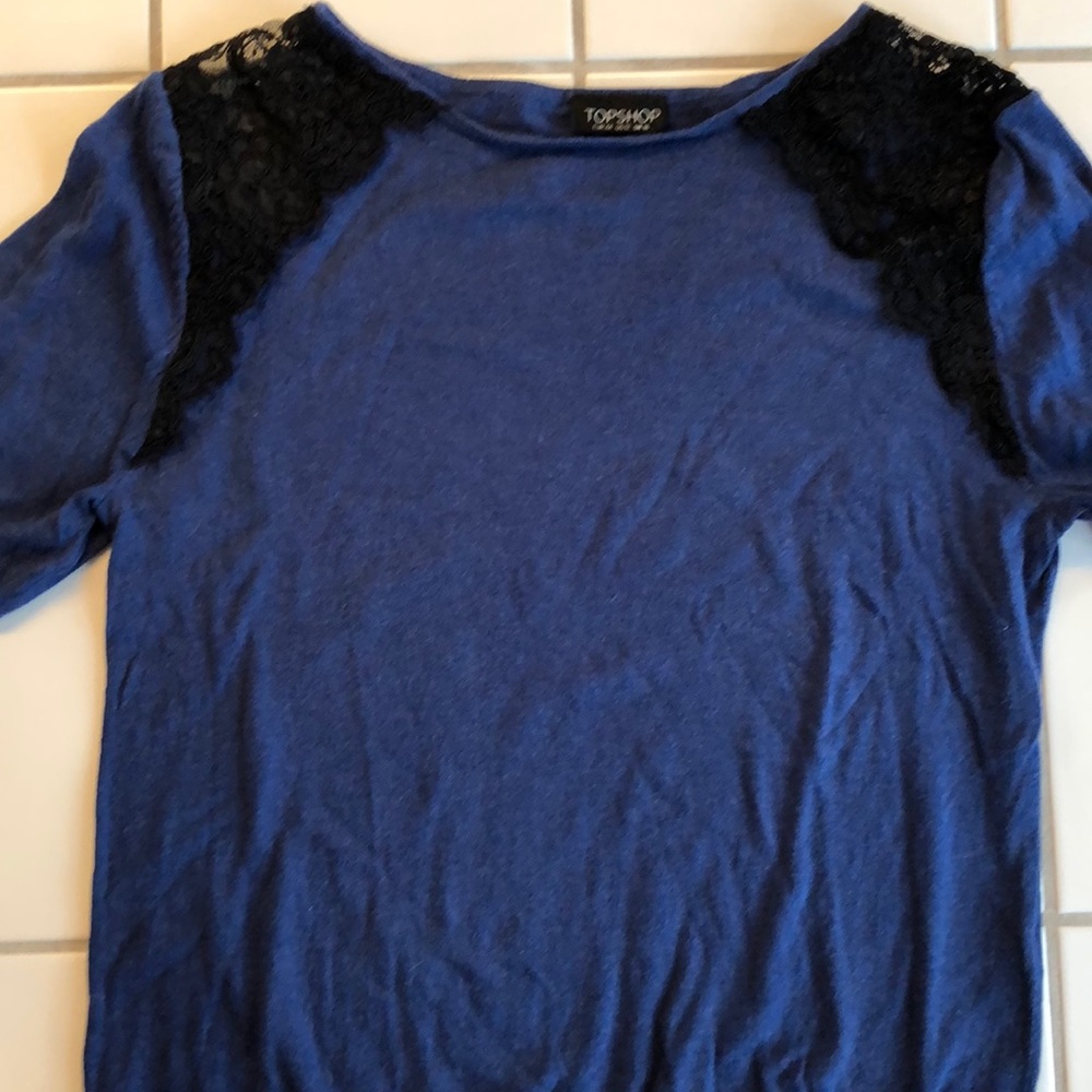 Topshop lightweight  sweater Blue & Black Lace